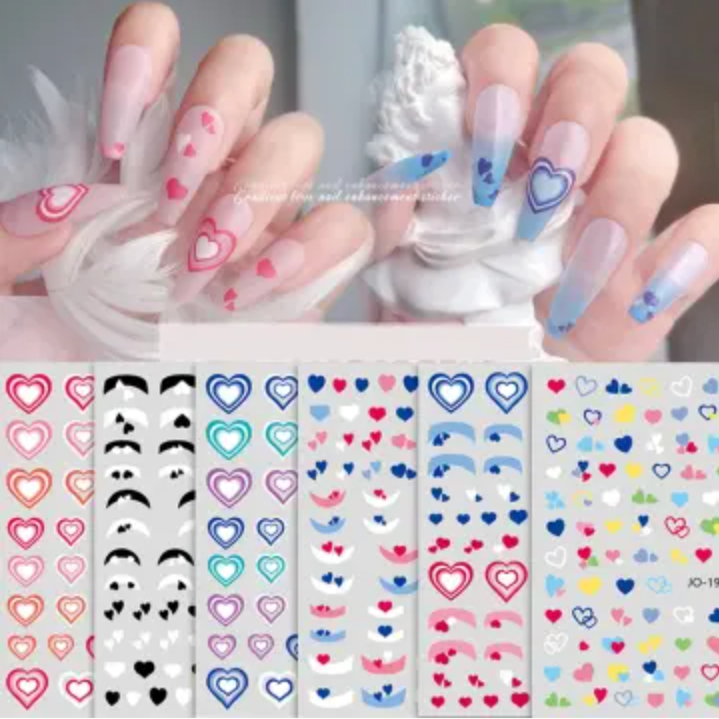 Sticker dán móng trang trí nail mẫu hình trái tim