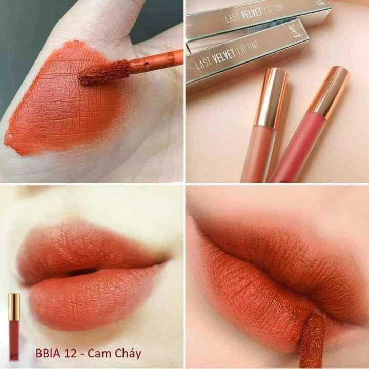 Son kem lì Bibia 12 ( Cam Cháy). Tặng kèm tẩy tế bào chết môi