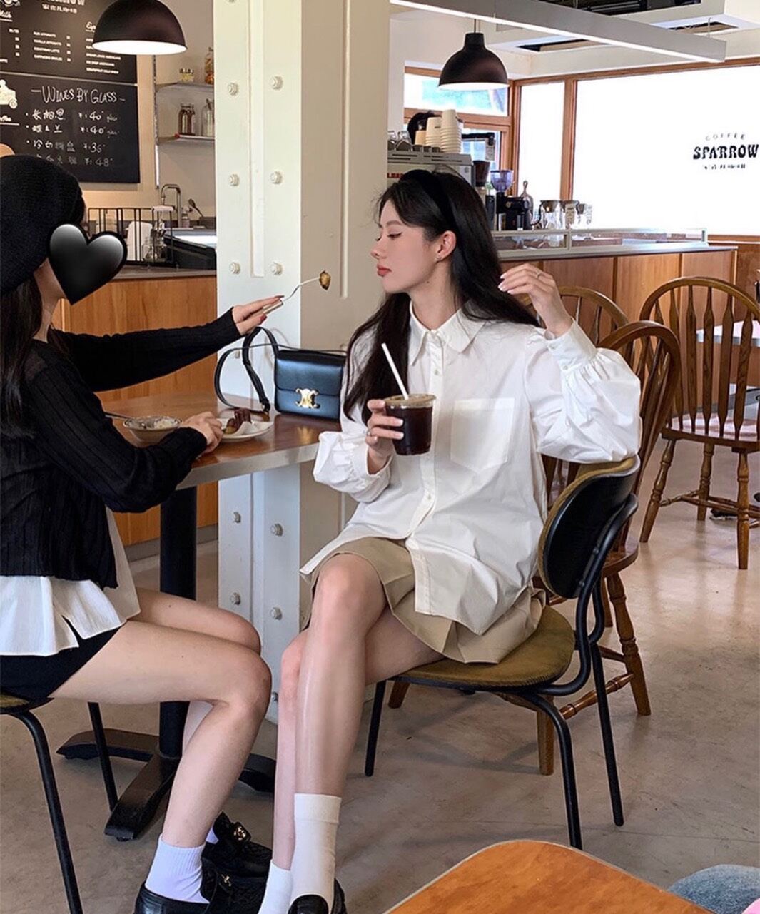 Áo sơ mi nữ trơn có túi ngực