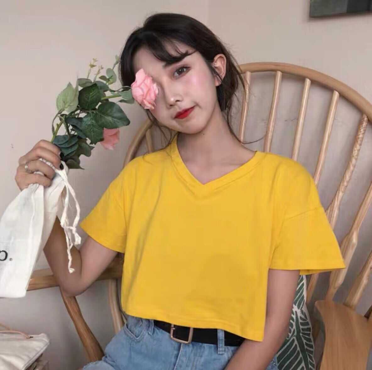 ÁO CROPTOP CỔ TIM TRƠN