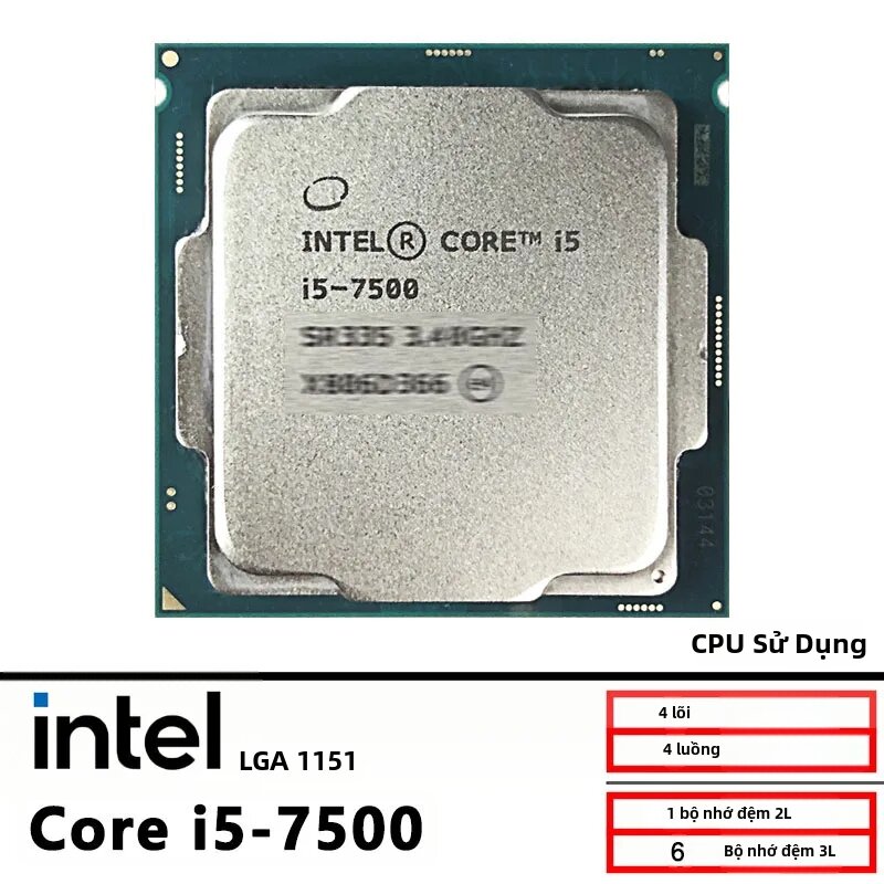 Intel | CPU Intel Core I5-7500 3.4GHz LGA 1151 Quad-Core Đã Qua Sử Dụng Dành Cho Máy Tính Để Bàn Với Bộ Nhớ Đệm 6M Hỗ Trợ DDR4 65W Giá 2,673,000 Đồng*Miễn phí vận chuyển