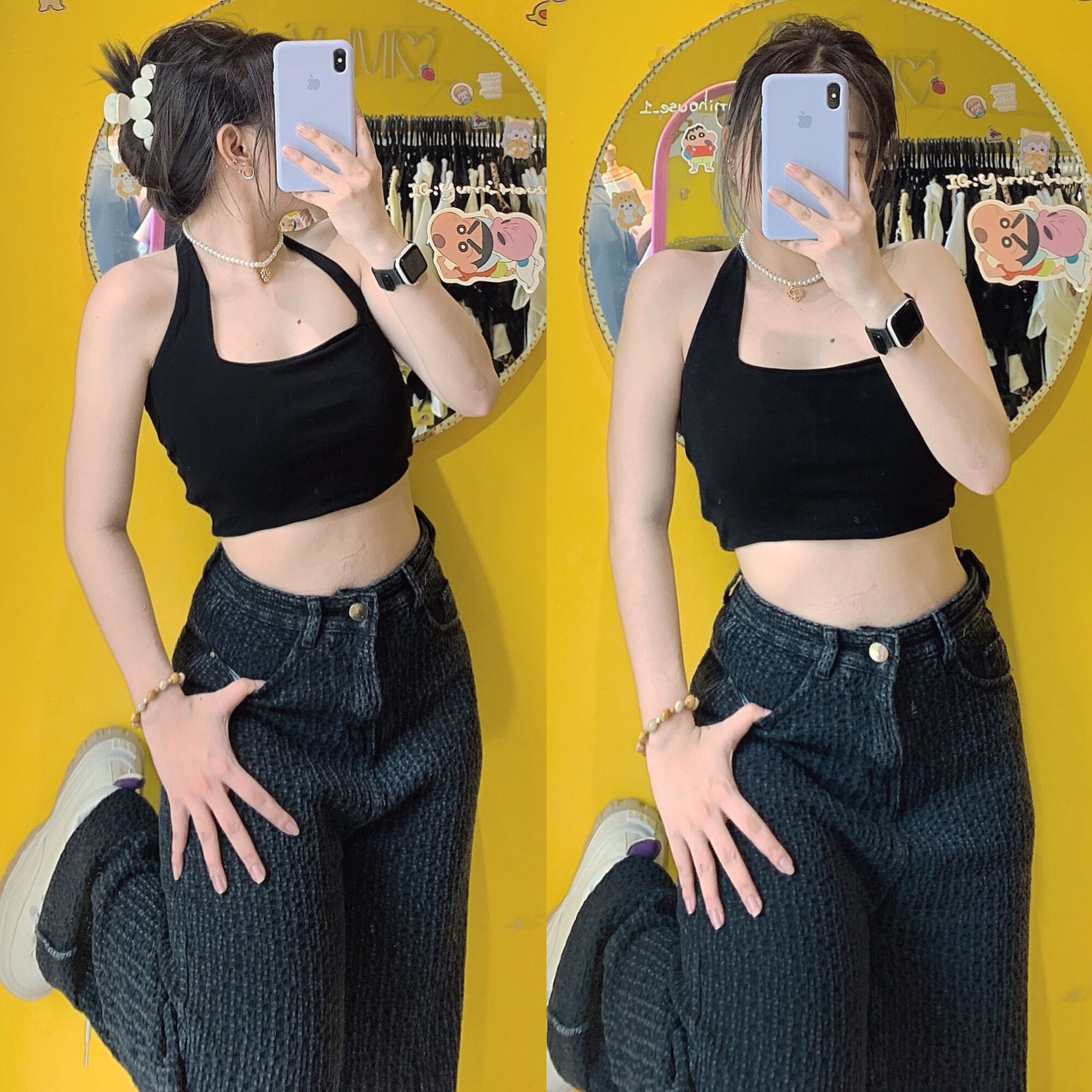 Áo Croptop Nữ Cổ Yếm [FREESHIP] Áo Croptop Ba Lỗ Co Giãn Ôm Body Hai Dây Dành Cho Nữ Ulzzang