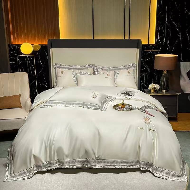 Bộ chăn ga gối cotton lụa gồm 4 món
