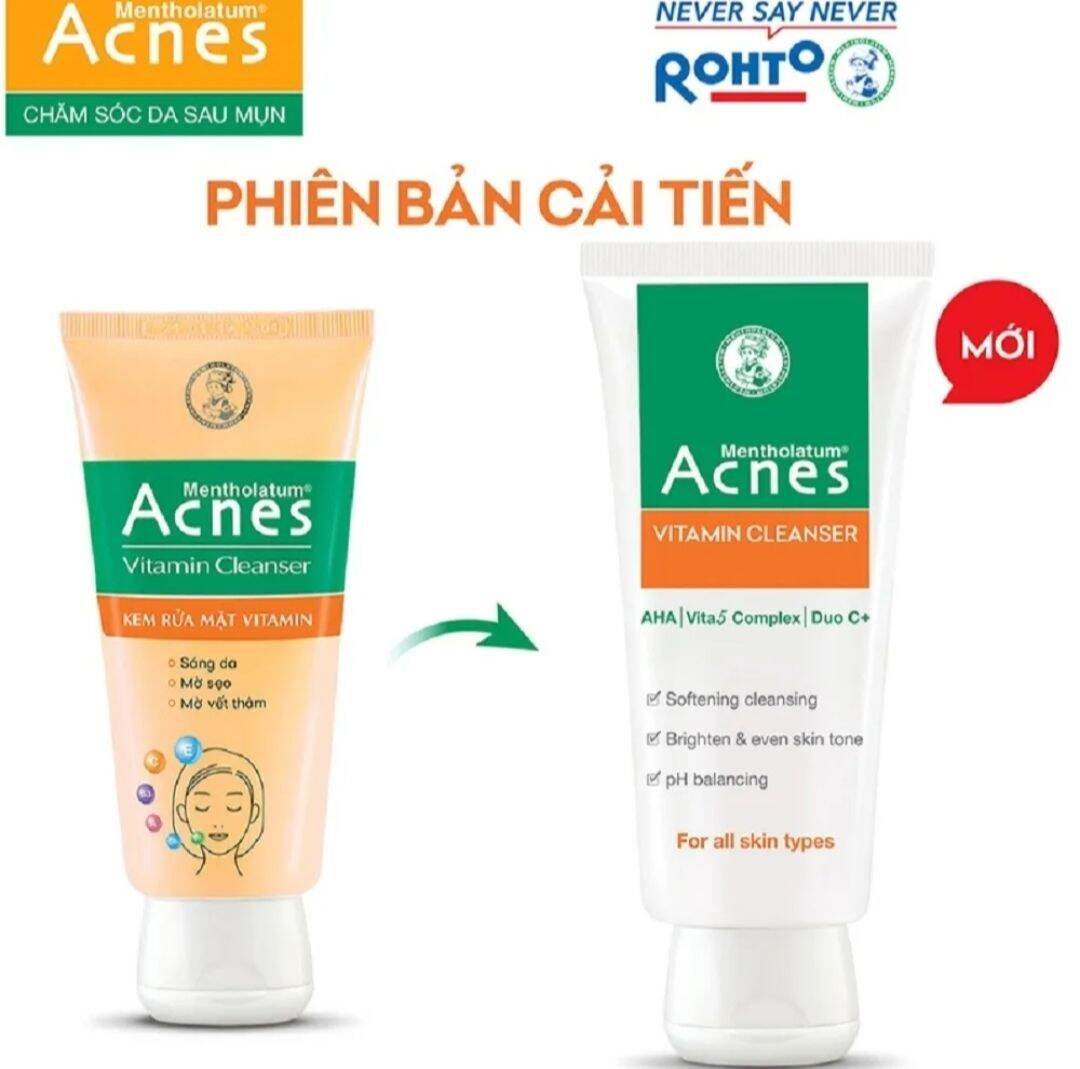 COMBO 4 TUÝP - Sữa rửa mặt Acnes sáng thâm mờ sẹo Acnes vitamin Cleanser 25 gam