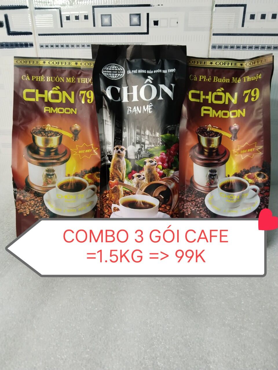 Combo 3 gói cafe ,thơm béo, ít đắng =1.5kg