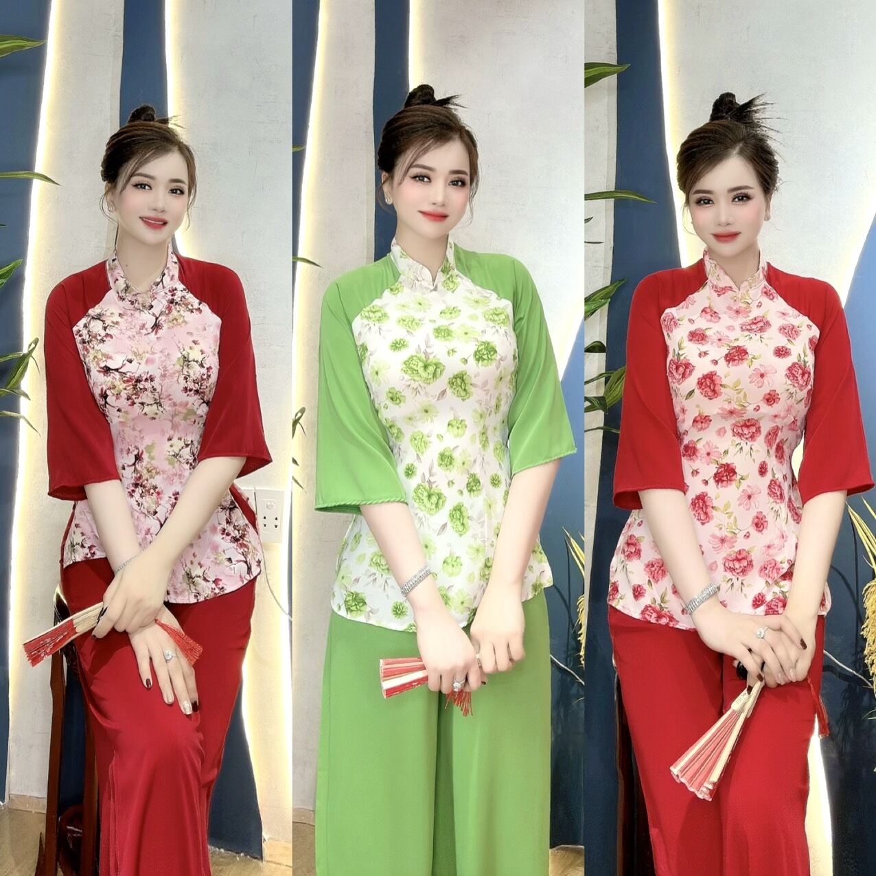 Bộ bà ba cổ Tàu tay lỡ / Sét bà ba cổ tàu