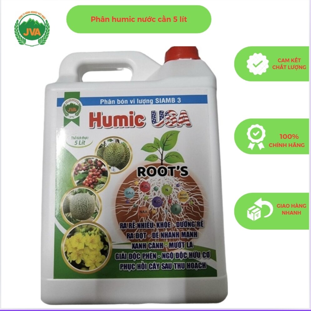 Phân bón humic usa phát triển cây bị yếu rễ vàng lá / 1 can 5 lít
