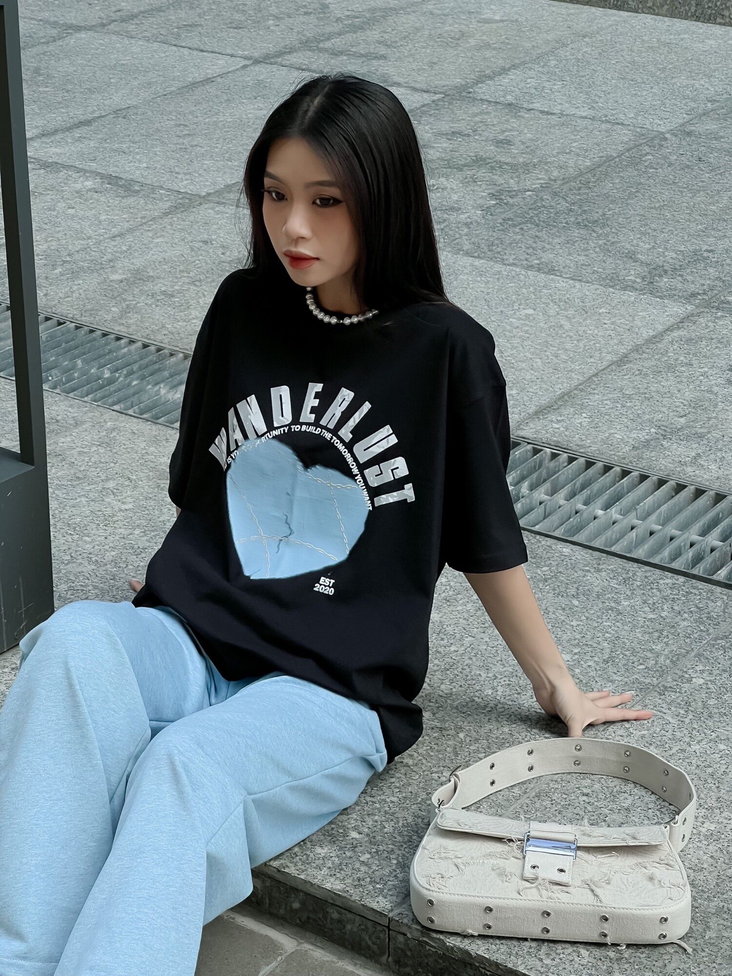 Áo No Break Tee in Denim