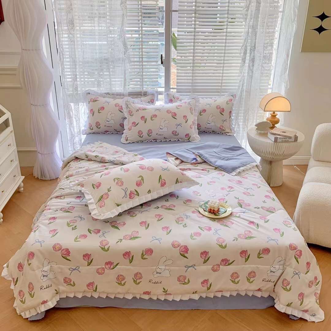 Bộ chăn ga đũi mềm viền bèo