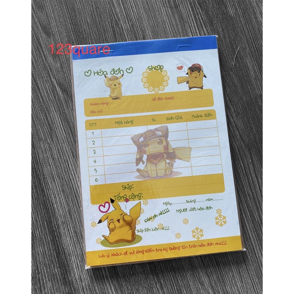 [HCM]Hoá đơn hoạt hình 1 liên pikachu