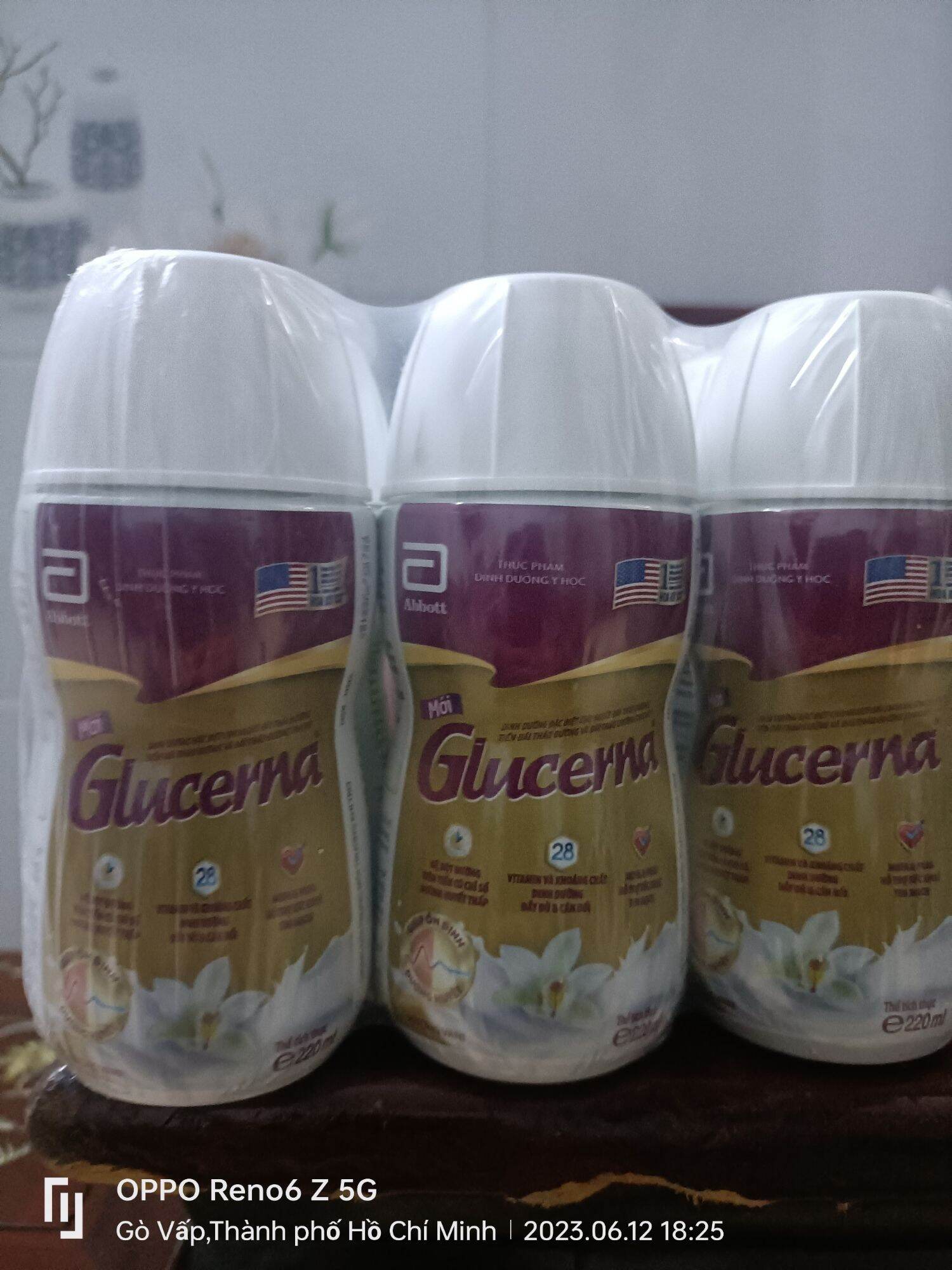 Lốc 6 chai sữa bột pha sẵn Glucerna vani 220ml (cho người tiểu đường)