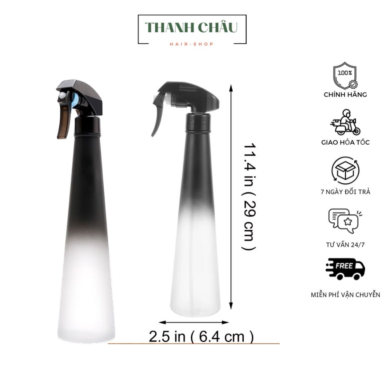 Bình xịt nước làm tóc 350ml màu đen