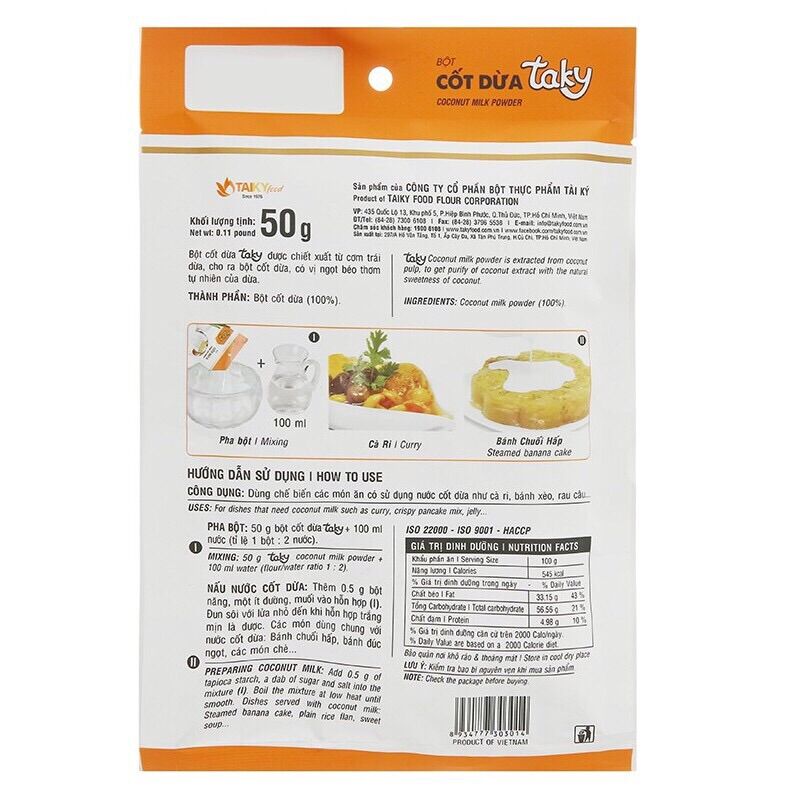 Bột nước cốt dừa taky 50gr
