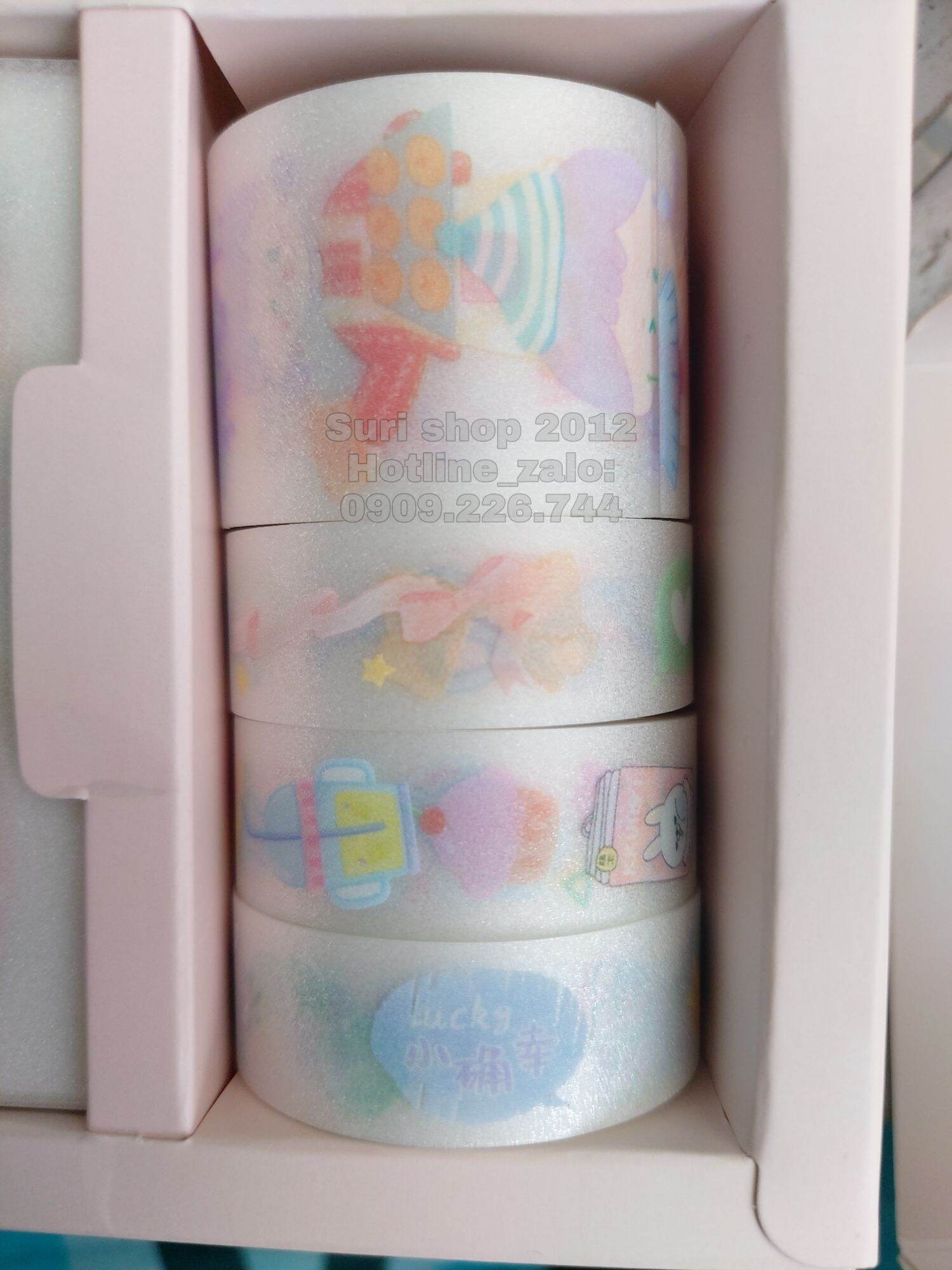 Hộp washi + ticker nhãn dán siêu dễ thương