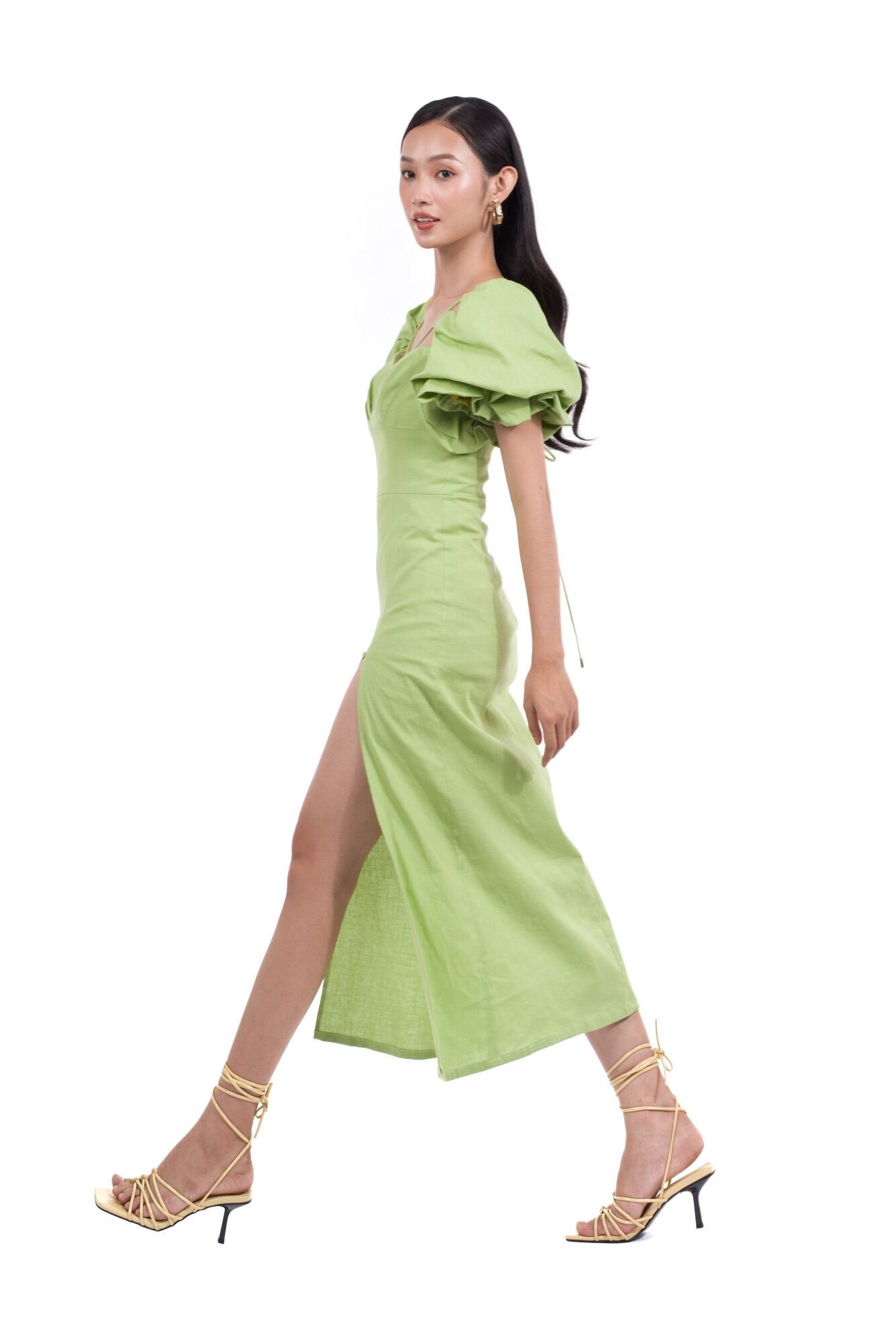 KAIA | Đầm Linen xẻ tà - Marella Side Split Dress