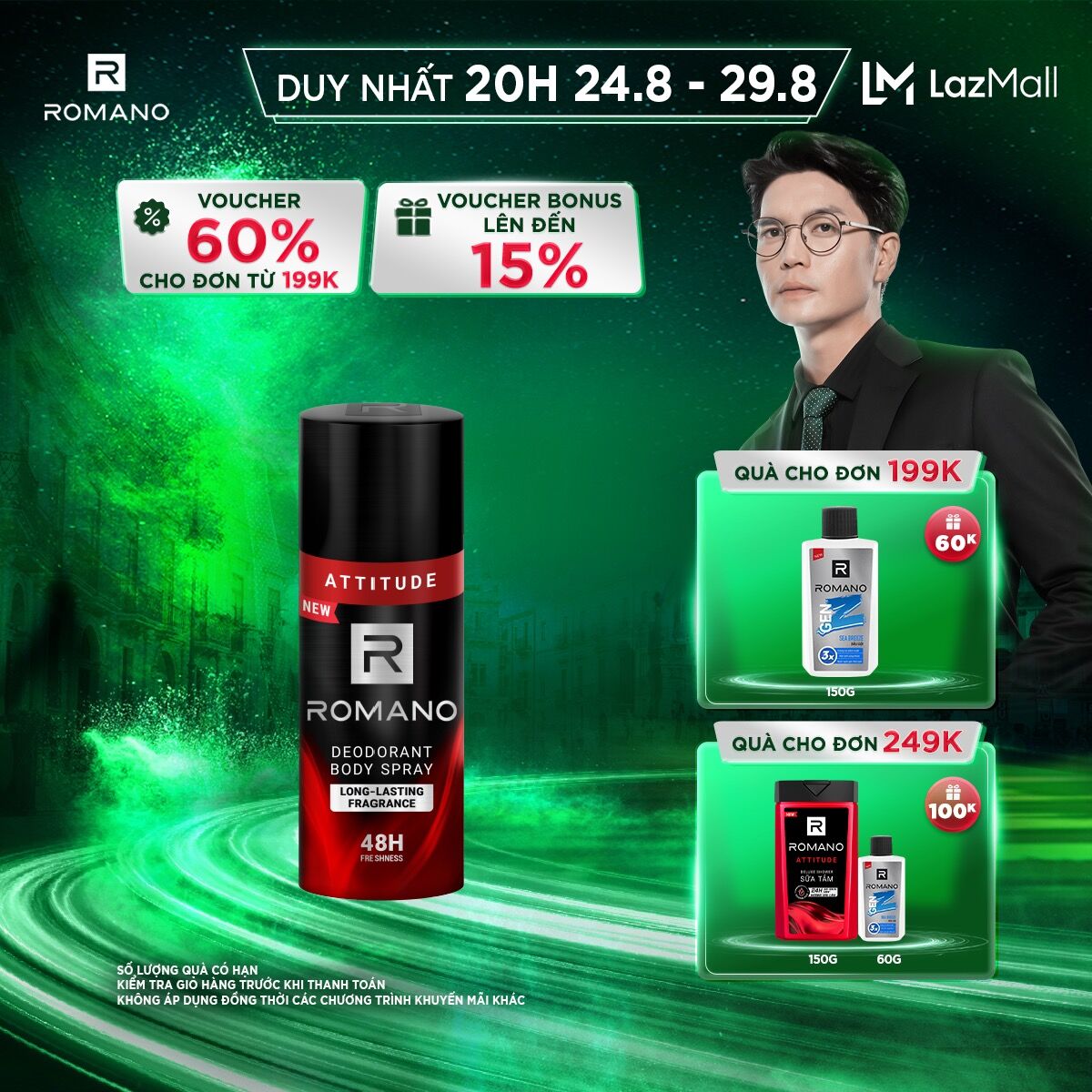 Xịt khử mùi toàn thân Romano Attitude 150ml/195ml