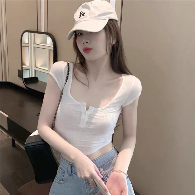[HCM]ÁO VẠT BẦU MÀU TRƠN CROPTOP