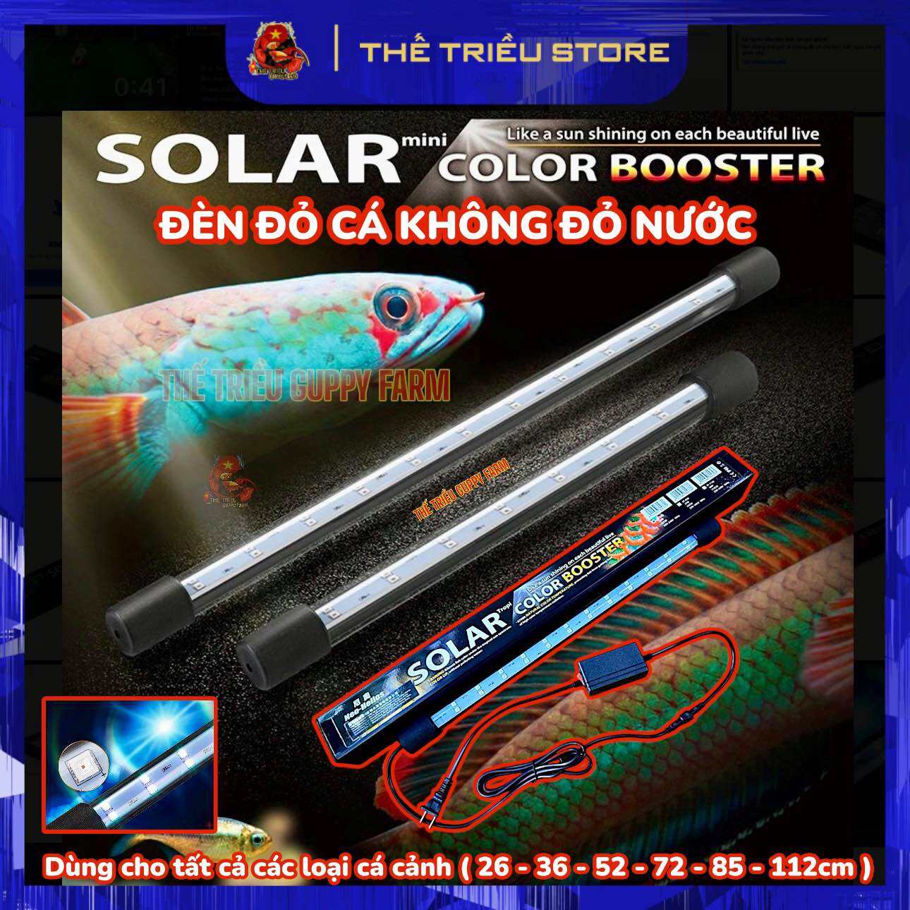 Đèn bể cá Neo Helios Solar Color Booster RGB. Chuyên dùng cho Cá Lóc Cảnh, Cá Rồng... và các loại cá cảnh khác. Tăng sắc tố cá và kích màu ( ST-260 - ST-1120 )