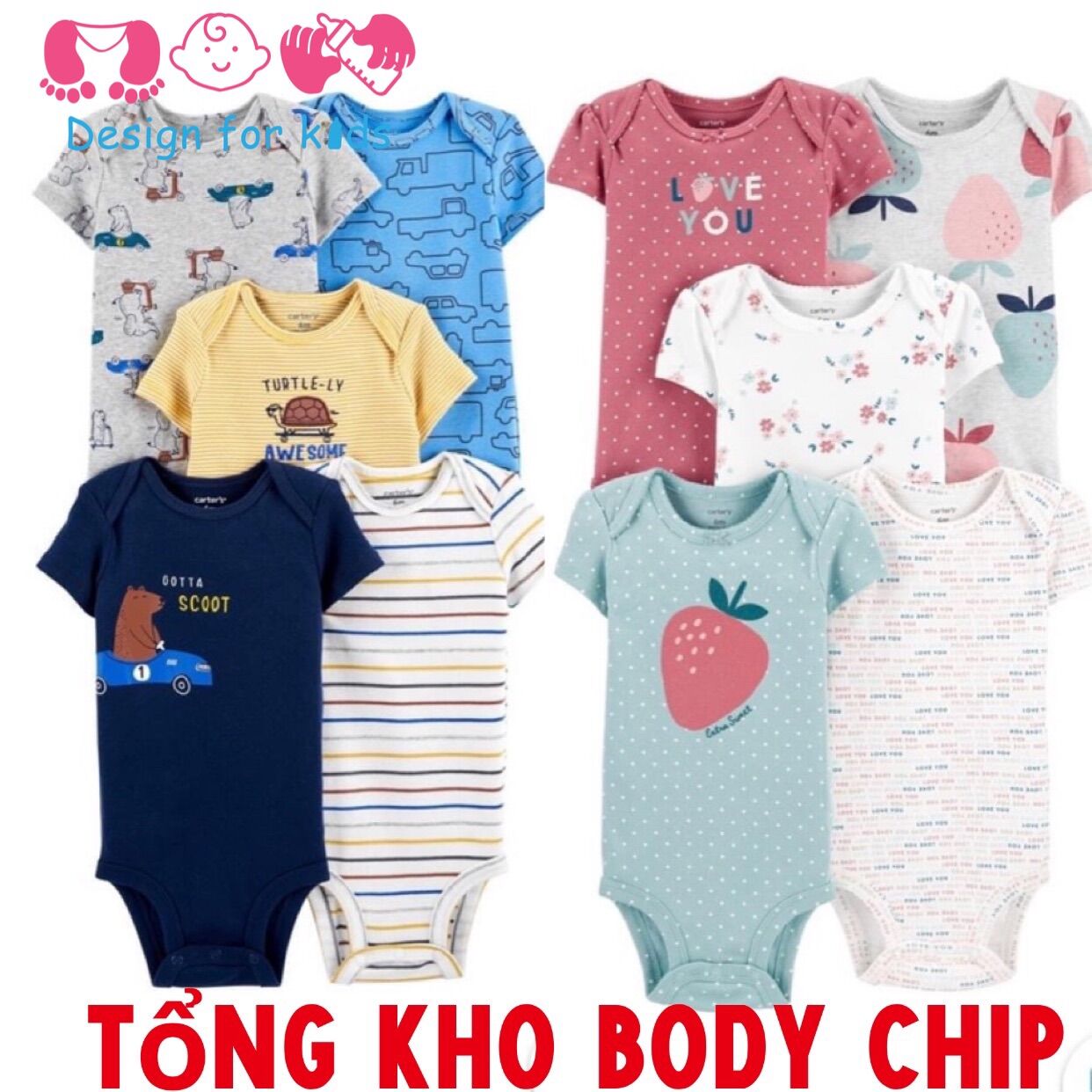 Body chip cộc tay xuất dư cho bé