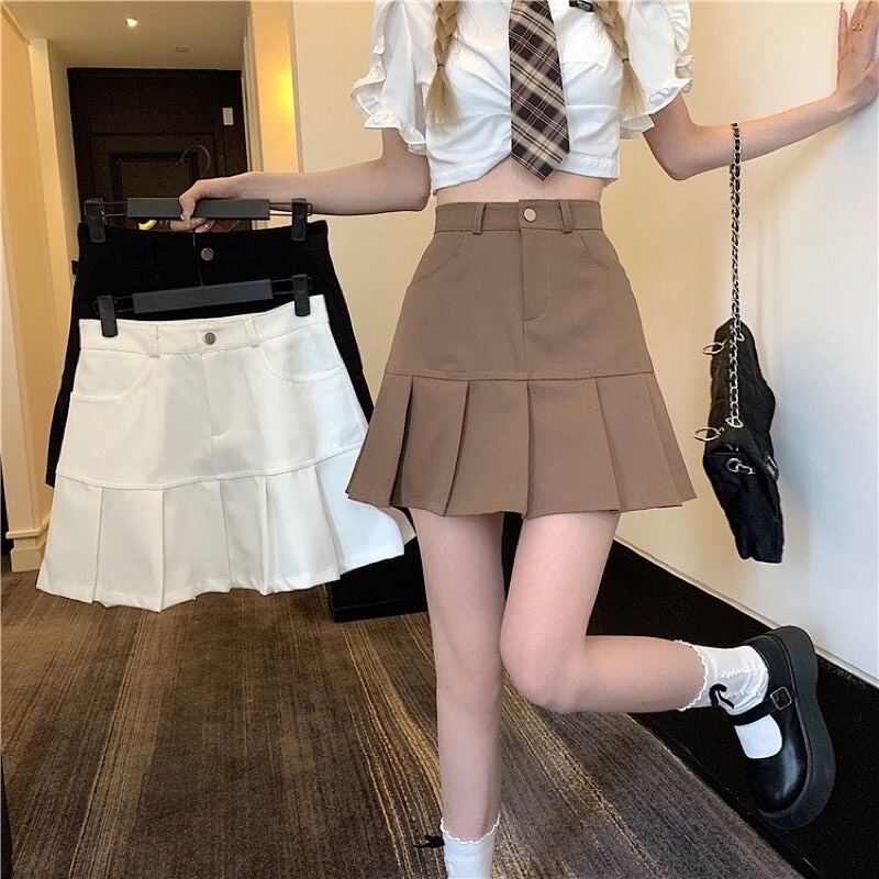 Chân váy xếp khóa cúc khóa giữa 309