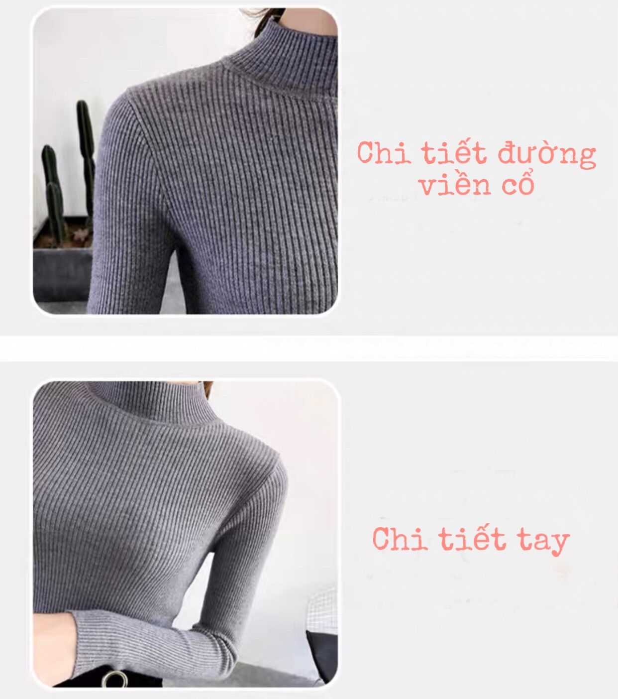 Áo giữ nhiệt len gân kiểu dáng basic.