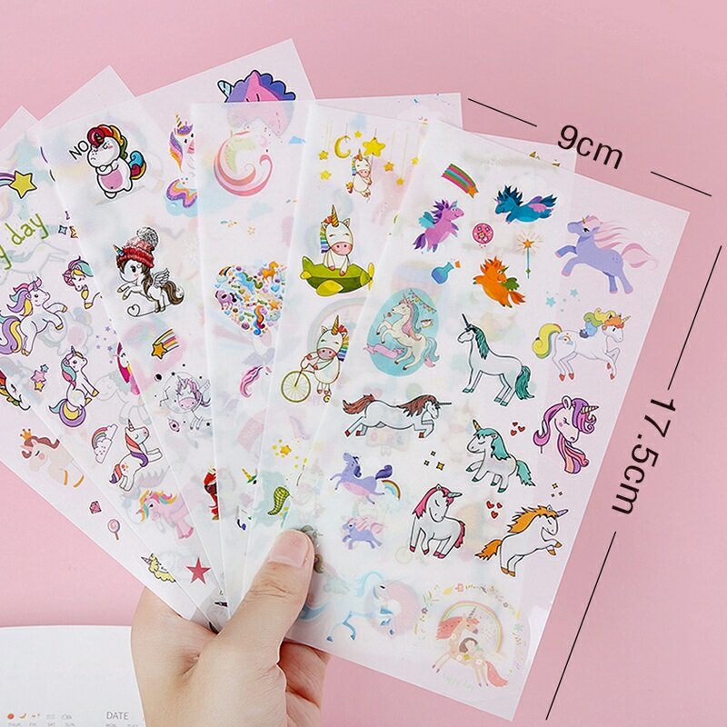 1 set (gồm 6 miếng) stickers hình Unicorn siêu yêu