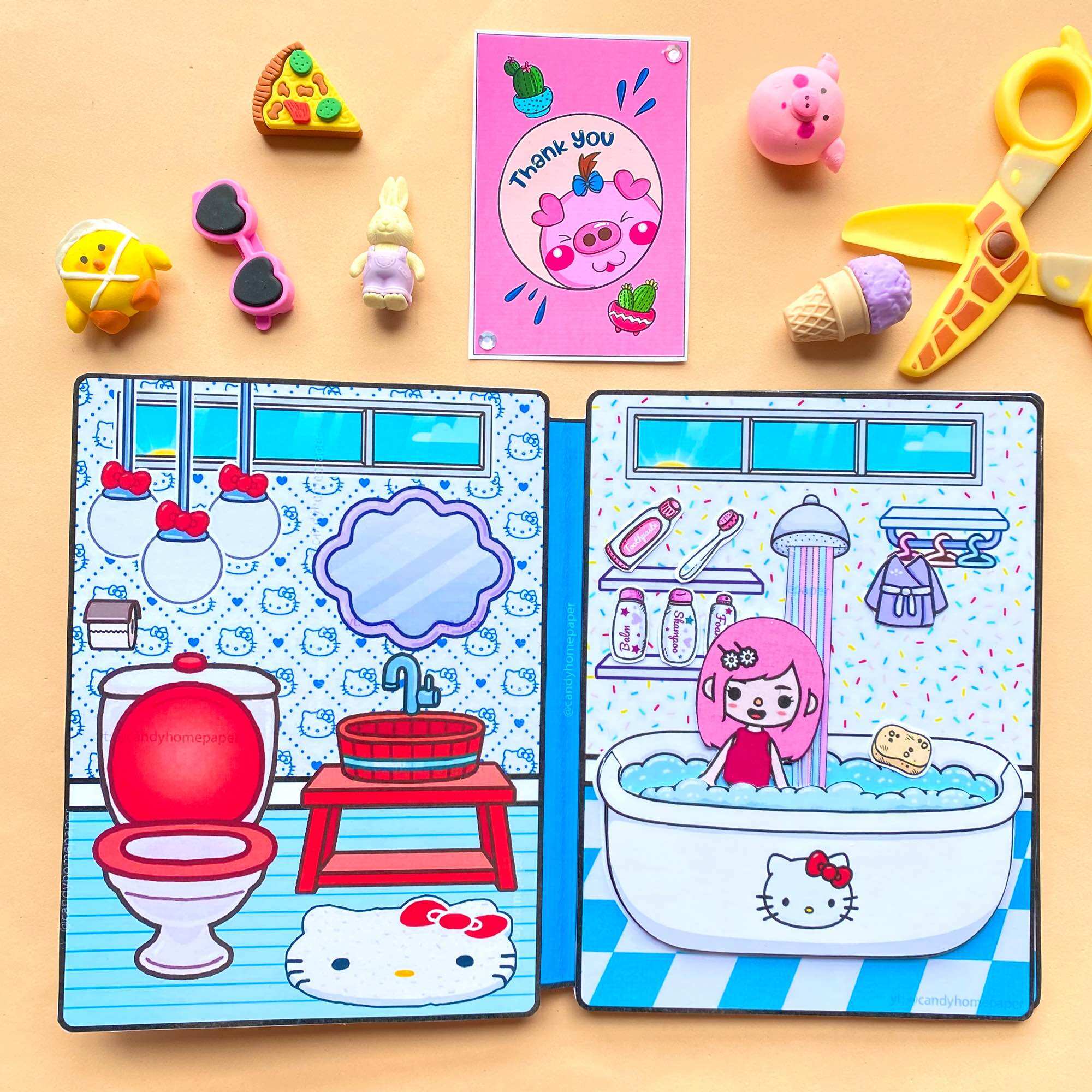 Ngôi nhà Hellokitty - Búp bê giấy