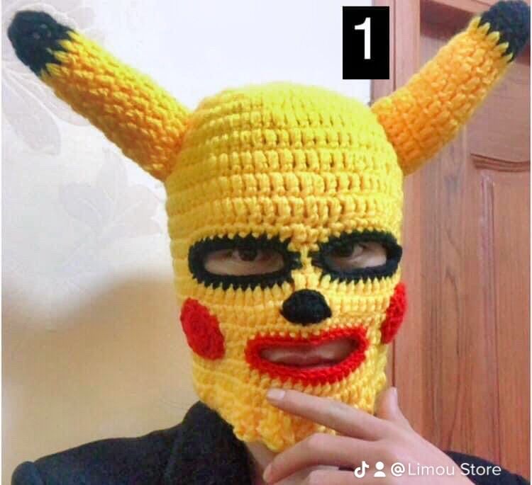 Mũ len chùm đầu pikachu
