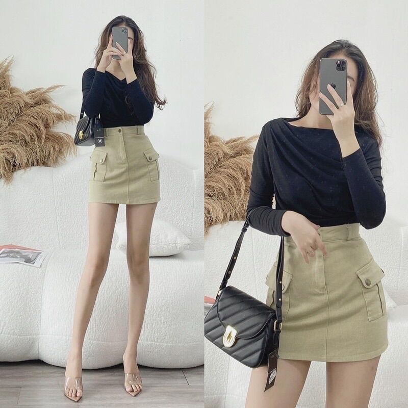 Áo nhún lệch vai hot