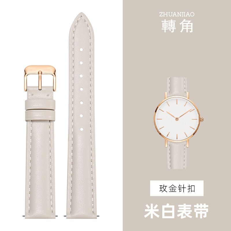 Dây đồng hồ da thật dw thay thế dây đồng hồ da bò cặp đôi màu hồng phụ kiện daniel nam nữ dây đồng hồ thông dụng