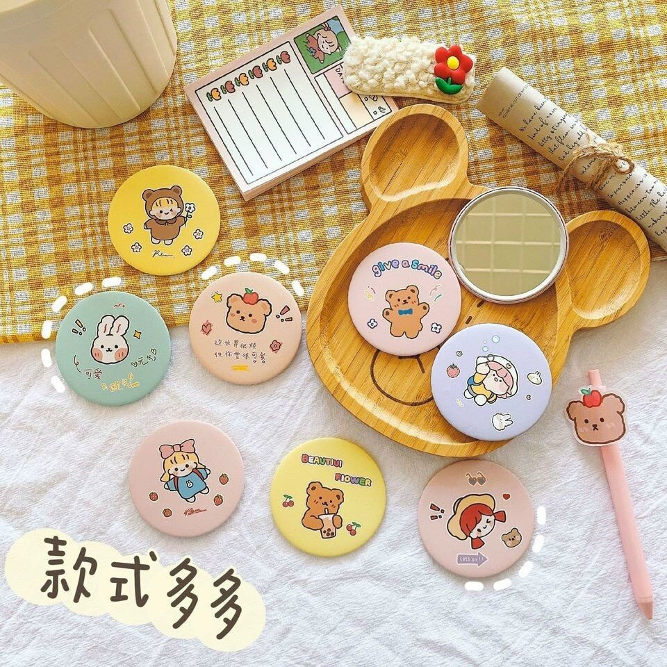 Gương soi mini nhỏ gọn bỏ vào giỏ của nàng