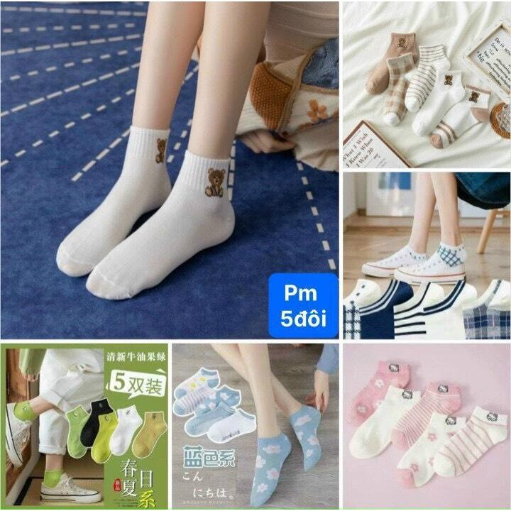Sét 5 đôi tất - Vớ nữ cổ ngắn phong cách Hàn Quốc