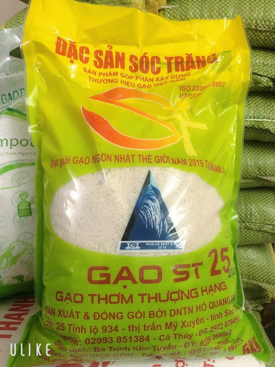 Gạo ST 25 dẻo mềm ngọt cơm, gạo chính hãng của KS Hồ Quang Của. Loại bao 5 kg
