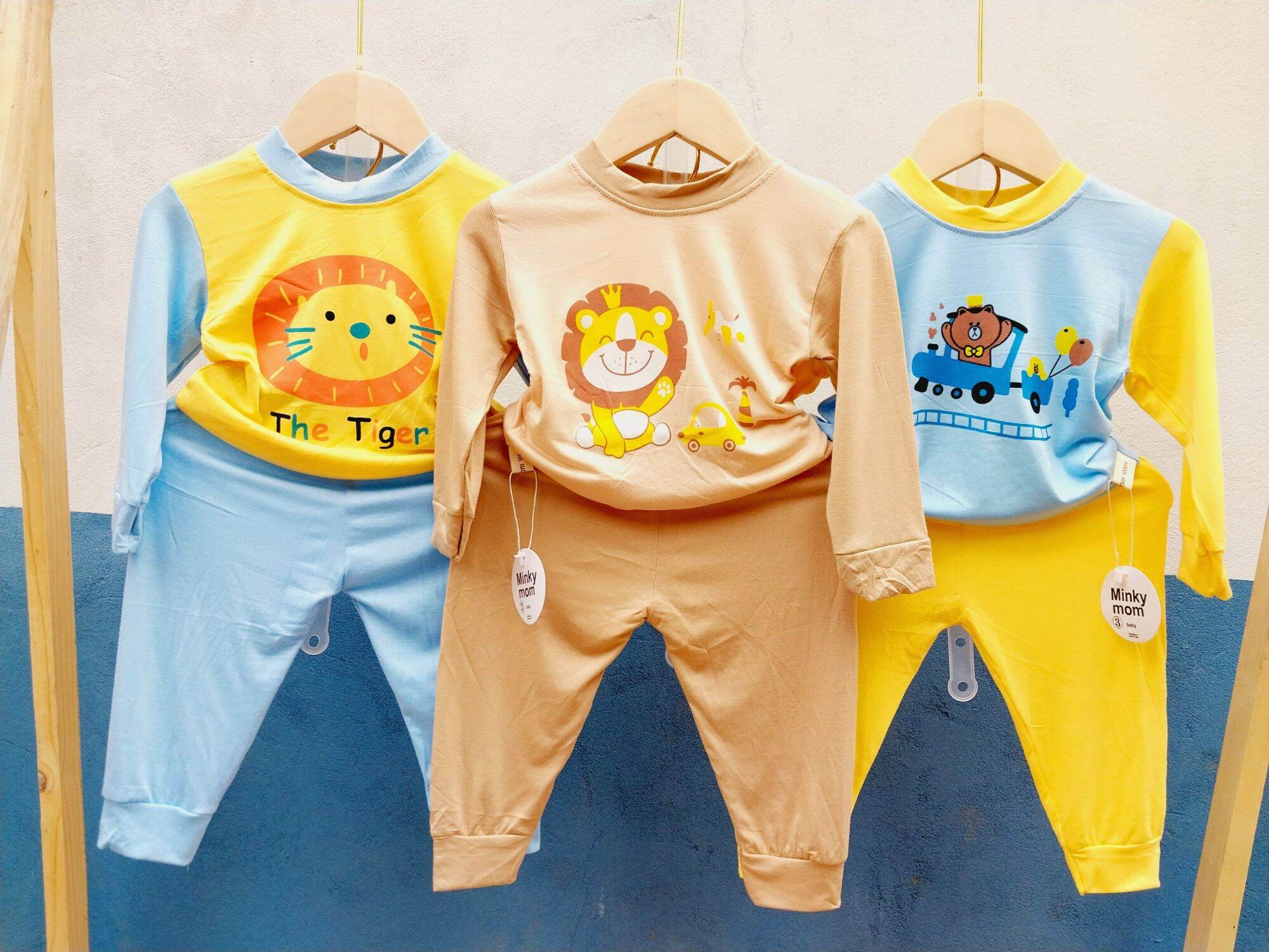 Bộ thun lạnh dài tay cho bé, bộ minky mom cho bé trai bé gái