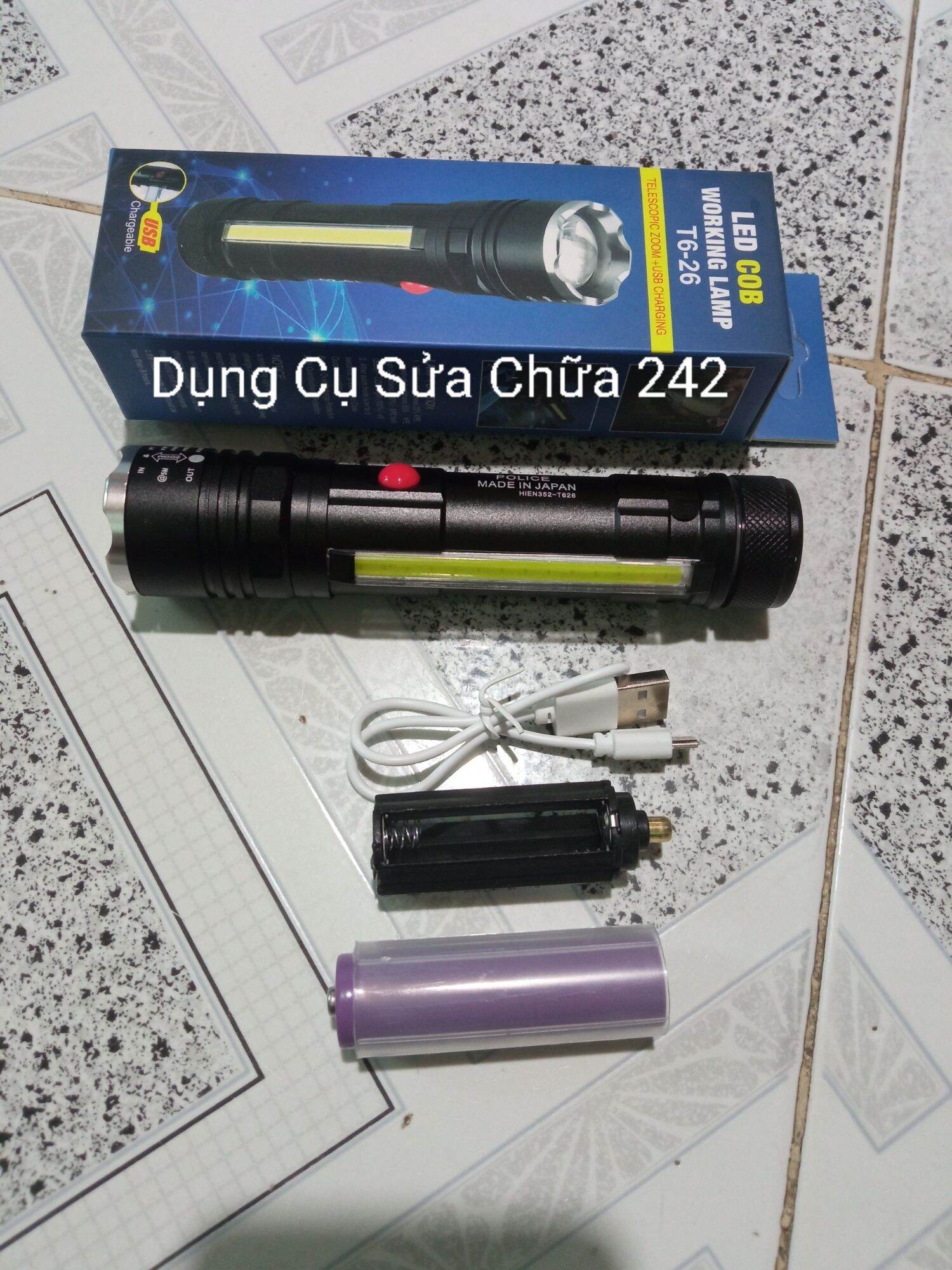Đèn pin siêu sáng T6-26 sạc USB