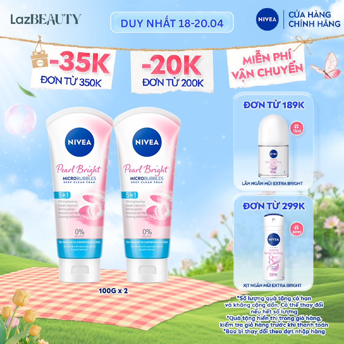 Bộ 2 Sữa Rửa Mặt Ngọc Trai NIVEA Pearl Bright Giúp Sáng Da (100 g) - 81295x2