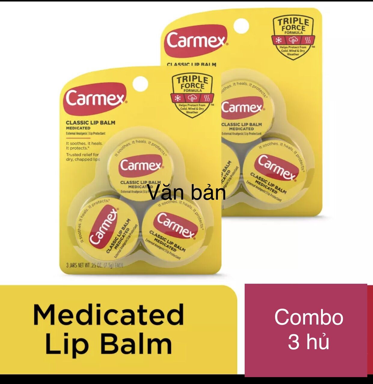 Combo vỉ 3 hủ son dưỡng môi cao cấp carmex mỹ