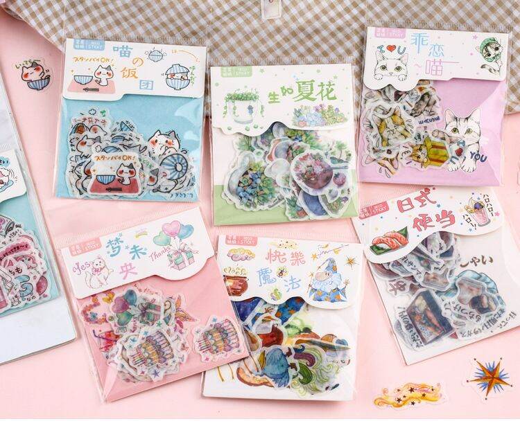 Set 40 sticker washi trang trí theo chủ đề
