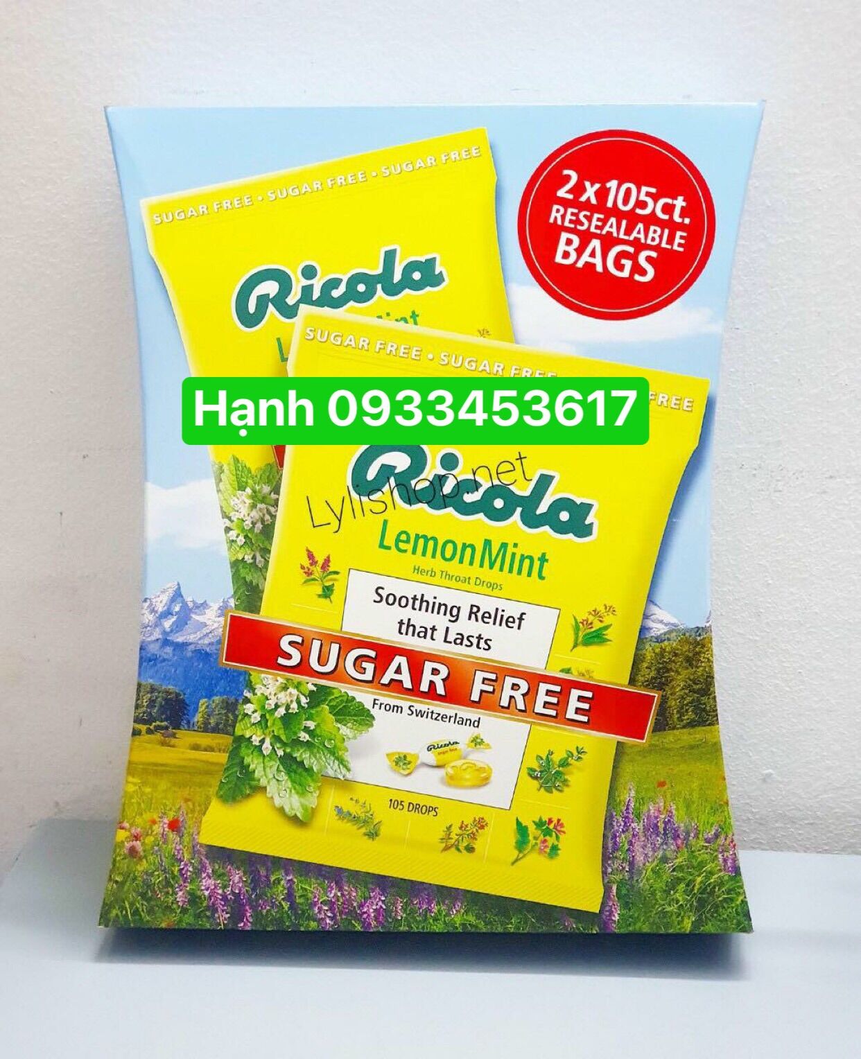 Kẹo ho Ricola bịch 105 viên hàng Costco Mỹ