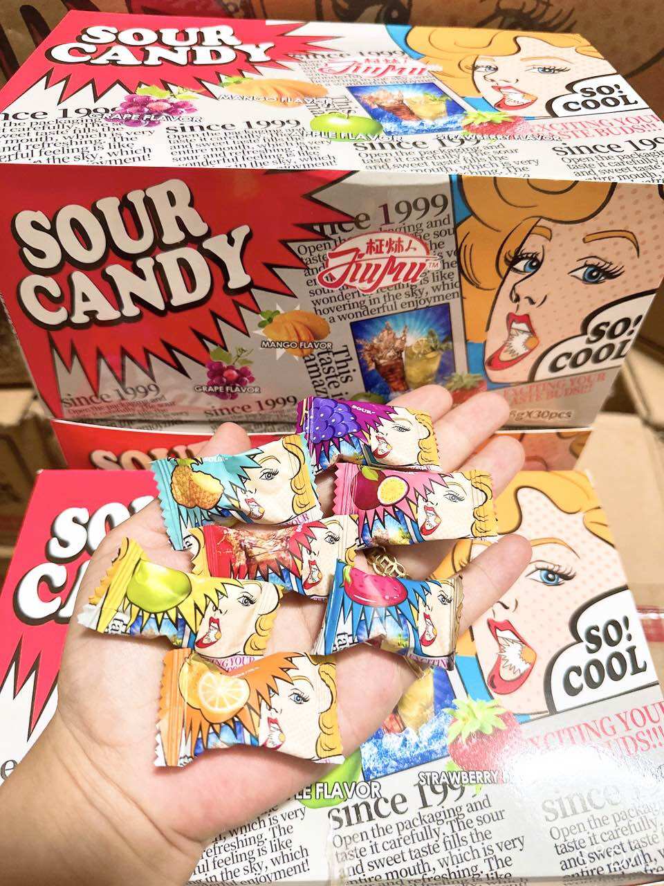 10 gói kẹo chua nhất thế giới,kẹo siêu chua super sour candy mix 7 vị trái cây siêu hot hit