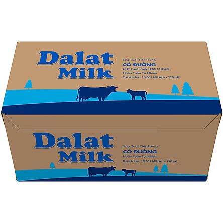 sữa tươi tiệt trùng dalatmilk bịch 220ml một thùng gồm 48bịch