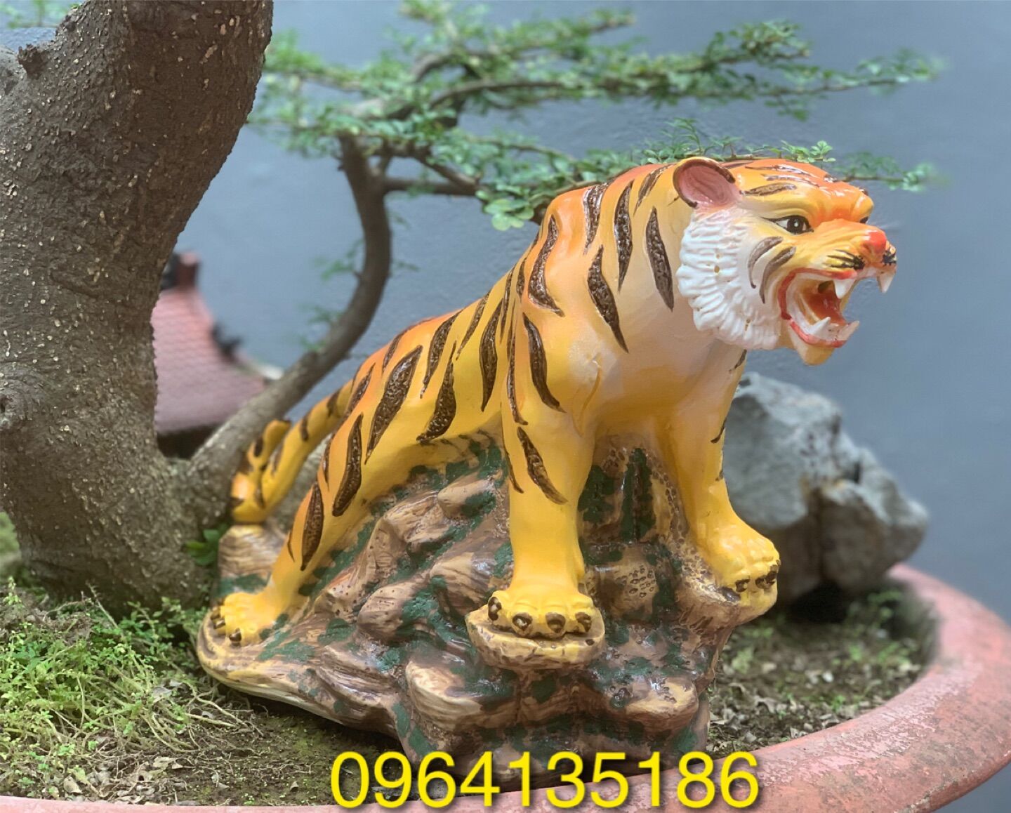 Tượng hổ tiểu cảnh h26cm gốm sứ Bát Tràng
