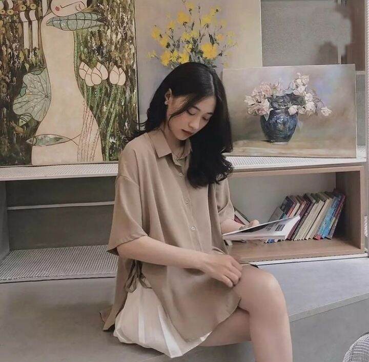 Áo Sơ Mi Xẻ Tà Lụa Tằm Thắt Nơ Bên Hông (HÌNH RÕ NÉT Ở CUỐI)