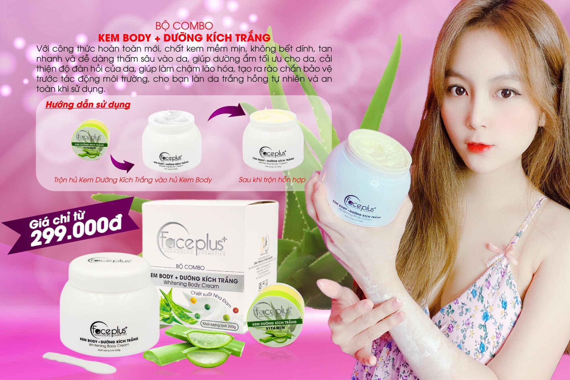 Kem dưỡng body combo kích trắng faceplus