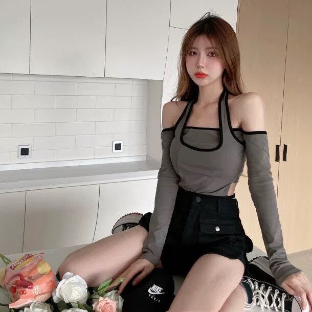 ÁO YẾM TAY DÀI VIỀN CHỈ NHỎ KHOE EO BG
