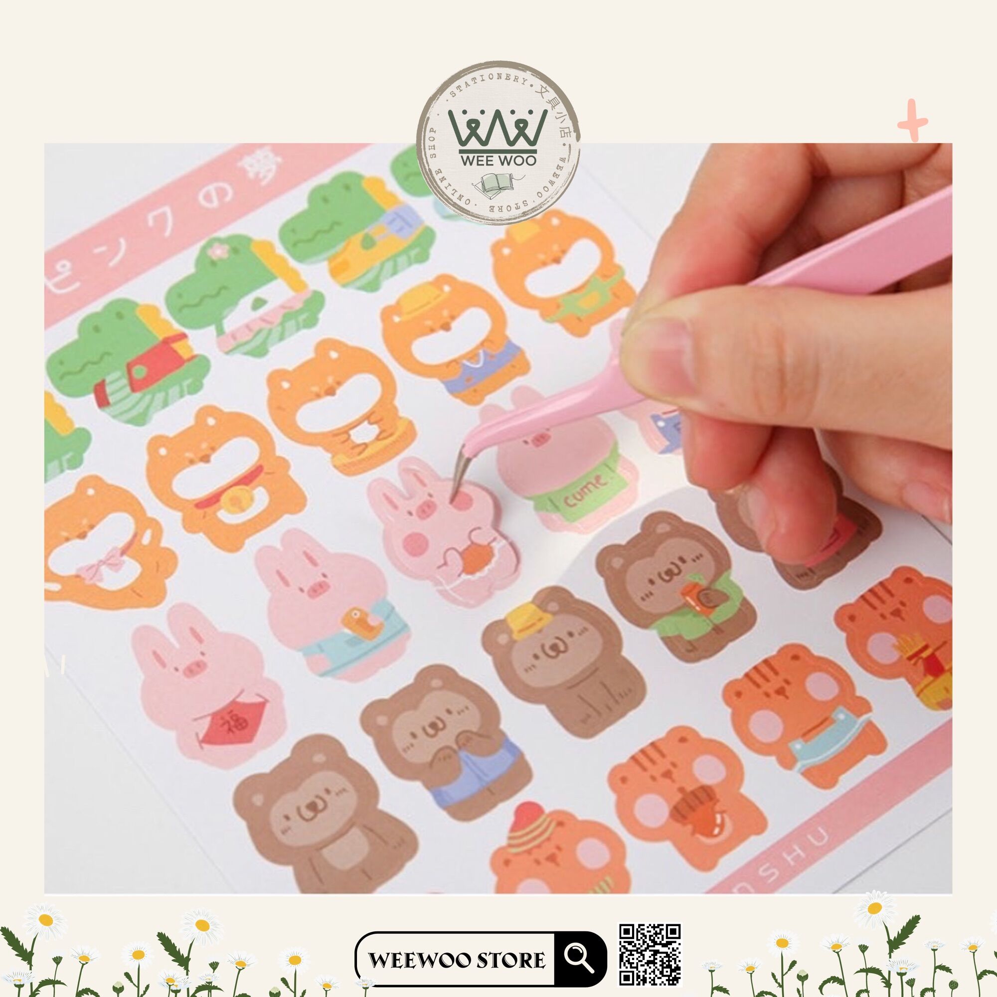 Nhíp gắp gỡ sticker dán tone màu Macaron - WeeWoo Store