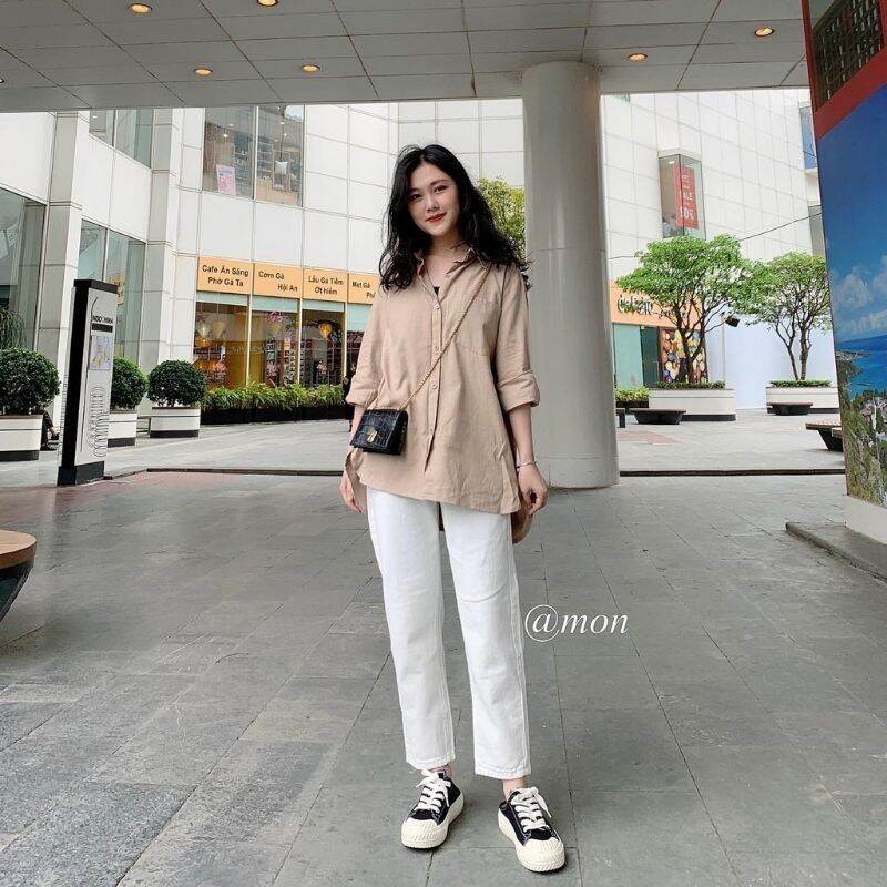 Áo sơ mi basic nữ ulzzang chất thô ( fom rộng )