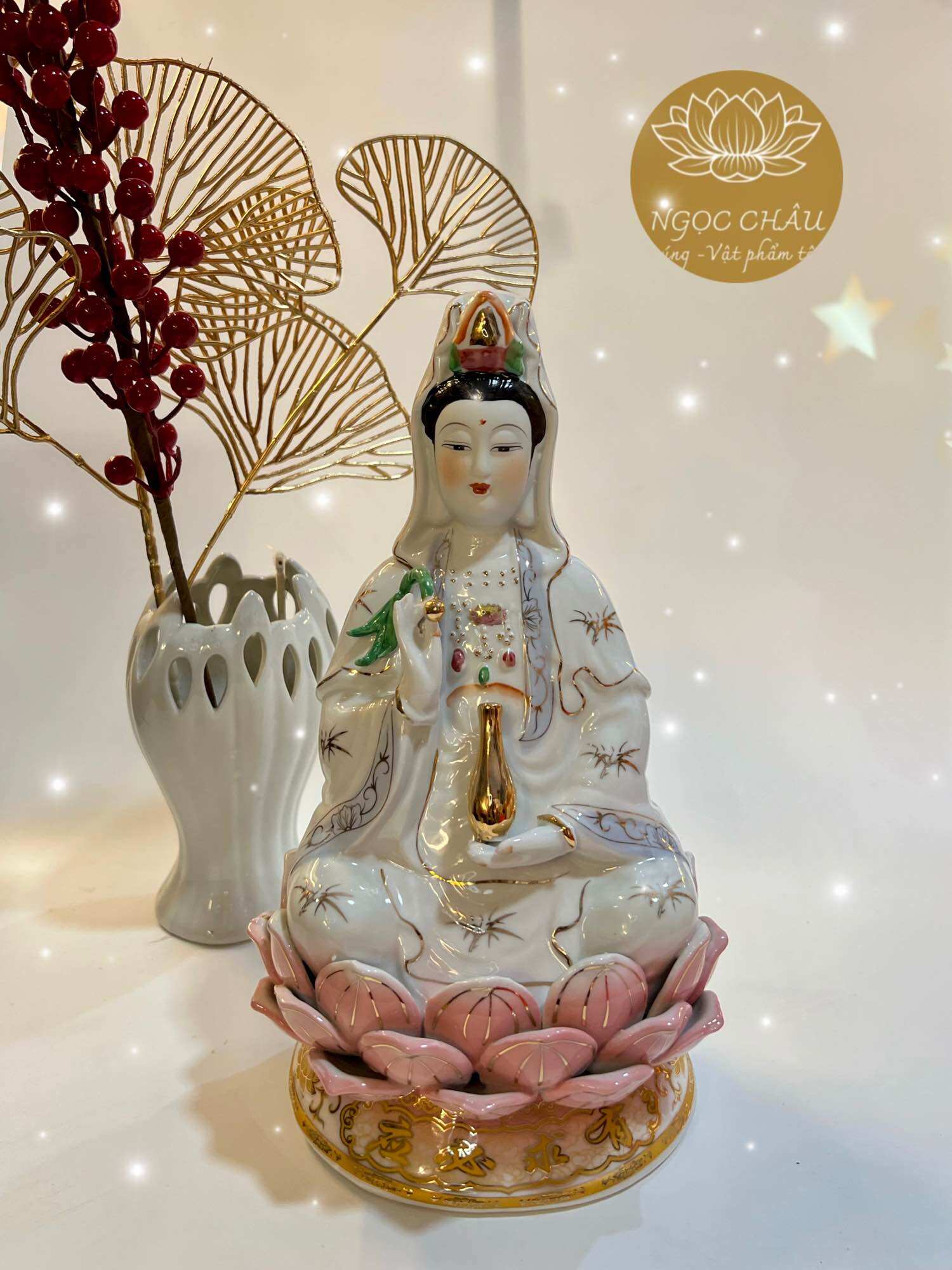 Tượng thờ mẹ quan âm trắng sứ_nhiều size