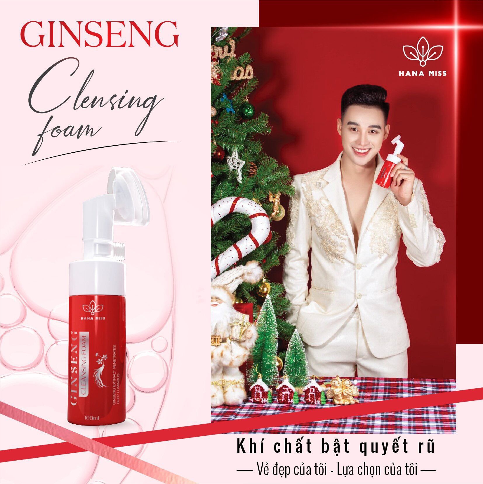 Hana Miss Sữa Rửa Mặt Bọt Tuyết Nhân Sâm (Tặng ngay 6 mặt nạ dưỡng da)
