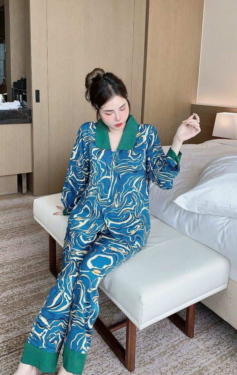 6 mẫu dưới 60kg - Đồ bộ nữ pijama lụa mango mềm mại ngủ mặc nhà tiểu thư quần dài - MIDA HOUSE